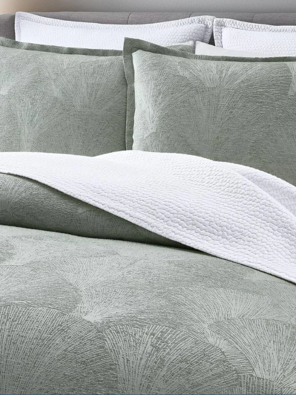Hudson Park Collection Gingko Strie Full Queen Duvet & Standard Pillow Sham Set